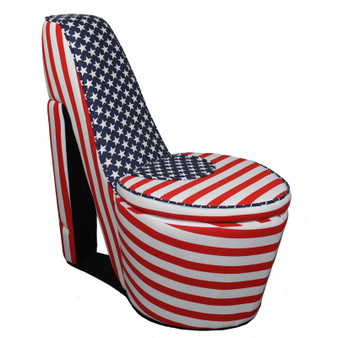 "HB4565" Patriotic Blue Star High Heels Storage Chair By Ore International