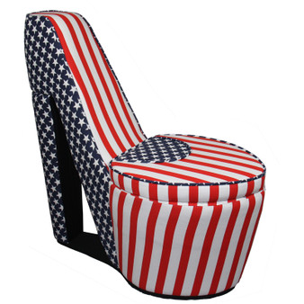 "HB4566" Patriotic Red Stripes High Heels Storage Chair By Ore International