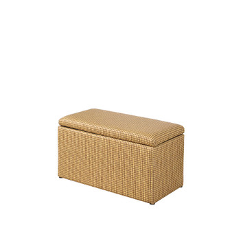 "HB4796" 18" In Yellow Gold Plaid Leatherette Marble Pattern Storage Ottoman Hidden Tray + 1 Seat By Ore International