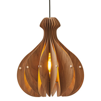 "I-VTWN" 16" In Vesta Walnut Wood Ceiling Pendant/Table Lamp By Ore International