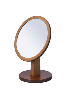"SUN-1" 9.5 In Round Walnut Mirror On A Pedestal By Ore International