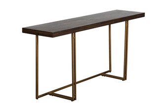 "VGNXNYORA-ACA-CONS" VIG Modrest Patty - Mid-Century Acacia & Brass Console Table