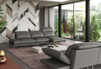 "VGCCMILANO-SECT" VIG Coronelli Collezioni Milano Modern Italian Leather Grey Sectional Sofa