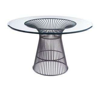 "VGZAT007-1-BLK-DT" VIG Modrest Chandler - Modern Round Glass & Black Stainless Steel Dining Table