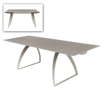 "VGYFDT8852F-GRY-DT" VIG Modrest Pittson - Modern Extendable Grey Glass Dining Table