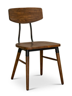 Flatiron Side Chair Panel Back With Wood Seat "FI-CH-150W-RCP-RTA"