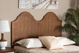 "MG9738-Ash Walnut-HB-Queen" Tobin Vintage Classic And Traditional Ash Walnut Finished Wood Queen Size Arched Headboard