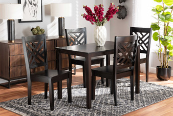 Ani Modern And Contemporary Dark Brown Finished Wood 5-Piece Dining Set 1 By Baxton Studio