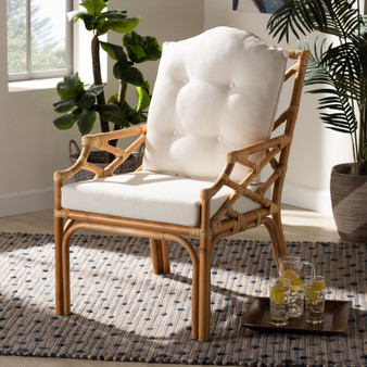 "Sonia-Natural-CC Arm" Sonia Modern And Contemporary Natural Finished Rattan Armchair