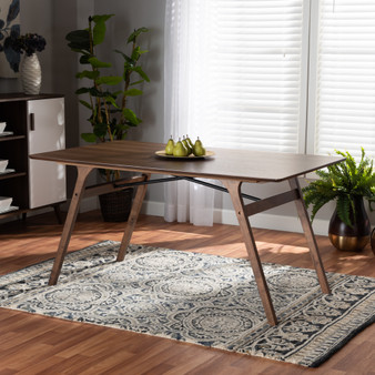 "RDT347-Walnut-DT" Saxton Mid-Century Modern Transitional Walnut Brown Finished Wood Dining Table