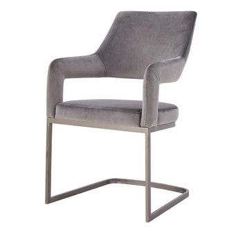 Raquel Velvet Fabric Arm Chair Silver Legs, (Set of 4) 1060010-363