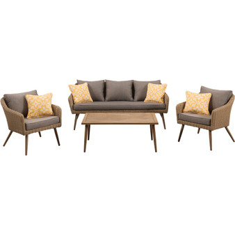 Jaden 4Pc Set: 2 Side Chairs, Sofa, And Faux Wood Coffee Table "JADEN4PC-GRY"