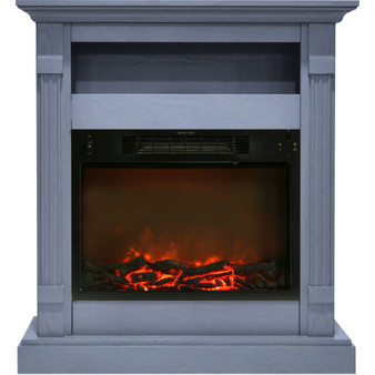 33.9"X10.4"X37" Sienna Fireplace Mantel With Log Insert "CAM3437-1SBL"