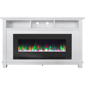 57.8" X 14.4" X 35" San Jose Fireplace Mantel With 50In Crystal Insert "CAM5735-1WHT"
