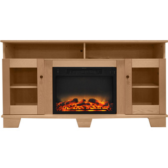 59.1"X17.7"X31.7" Savona Fireplace Mantel With Deep & Enhanced Log Insert "CAM6022-1NATLG3"