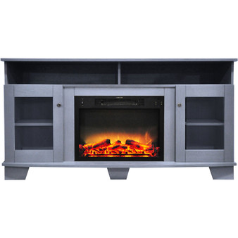 59.1"X17.7"X31.7" Savona Fireplace Mantel With Logs And Grate Insert "CAM6022-1SBLLG2"