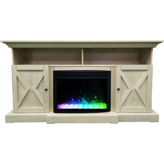 62.2"X15"X32.7" Summit Farmhouse Style Fp Mantel With Crystal Insert "CAM6215-1SNDCRS"