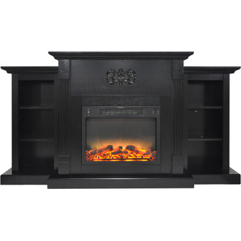 72.3"X15"X33.7" Sanoma Fireplace Mantel With Logs And Grate Insert "CAM7233-1COFLG2"