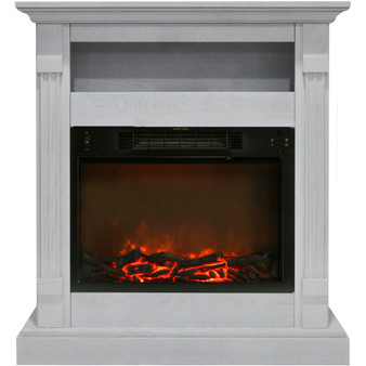 34"X37" Fireplace Mantel With Log Insert - White "CAMBR3437-1WHT"