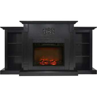72"X33" Fireplace Mantel With Log Insert - Dark Coffee "CAMBR7233-1COF"