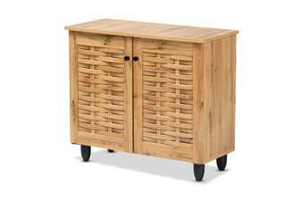 "SC864572 B-Wotan Oak" Baxton Studio Winda Modern And Contemporary Oak Brown Finished Wood 2-Door Shoe Cabinet