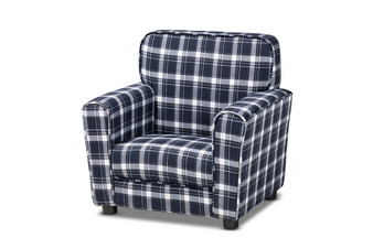 "LD-2532-Blue Plaid-CC" Baxton Studio Talma Modern And Contemporary Blue And White Plaid Fabric Upholstered Kids Armchair