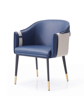 "VGVCB065-BLU-DC" VIG Modrest Calder - Blue & Beige Bonded Leather Dining Chair