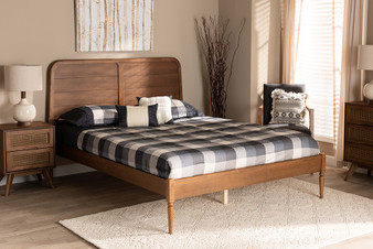 "MG0063-Walnut-Full" Baxton Studio Kassidy Classic And Traditional Walnut Brown Finished Wood Full Size Platform Bed