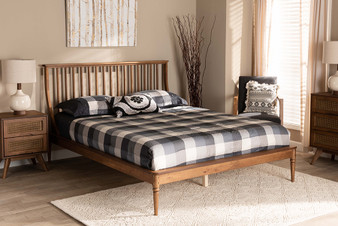 "MG0064-Walnut-King" Baxton Studio Abel Classic And Traditional Transitional Walnut Brown Finished Wood King Size Platform Bed
