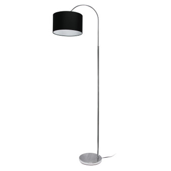Simple Designs Arched Brushed Nickel Floor Lamp, Black Shade "LF2005-BLK"