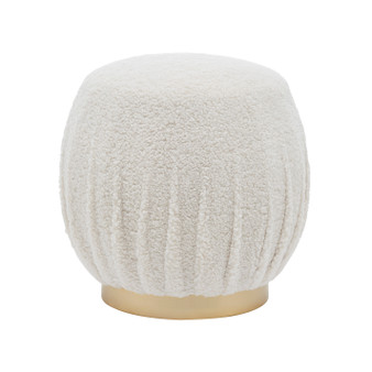 Fika Faux Shearling Fabric Pleated Round Ottoman 1600074-560