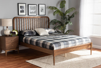 "MG0058-Walnut-Queen" Baxton Studio Neilan Modern And Contemporary Walnut Brown Finished Wood Queen Size Platform Bed