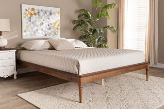 "MG006-1-Walnut-Full-Frame" Baxton Studio Tallis Classic and Traditional Walnut Brown Finished Wood Full Size Bed Frame