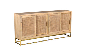 Bengal Manor Light Mango Wood 4 Sliding Door Natural Cane Sideboard "CVFNR706"