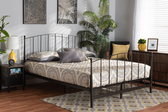 "TS-Lana-Black-Queen" Baxton Studio Lana Modern and Contemporary Black Finished Metal Queen Size Platform Bed