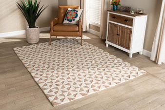 "Adusa-Multi/Ivory-Rug" Baxton Studio Adusa Modern and Contemporary Multi-Colored Hand-Tufted Wool and Cotton Area Rug