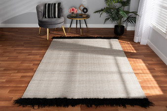 "Dalston-Beige-Rug" Baxton Studio Dalston Modern and Contemporary Beige and Black Handwoven Wool Blend Area Rug