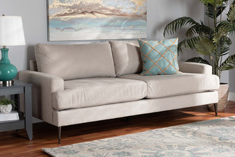 "3132A-Cream-Sofa" Baxton Studio Davidson Modern and Contemporary Beige Fabric Upholstered Sofa