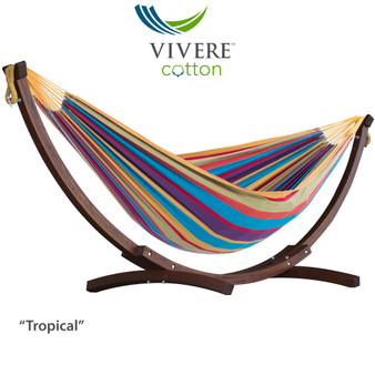 "C8SPCT-20" Cotton Hammock with Solid Pine Stand (8ft) - Tropical