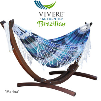 "C10SPCT-302" Auth. Brazilian Hammock with Solid Pine Stand (10ft) - Marina