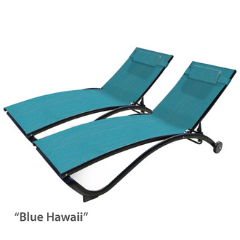 "GLEL2-BH" Glendale 4 position Aluminum Pool Lounger With Wheel & Pillow - Blue Hawaii (2 pack)