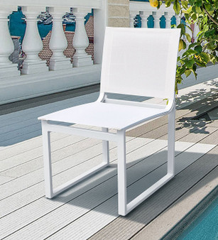 "VGGERH-AGEAN-CH-WHT-1" VIG Renava Kayak - Modern Outdoor White Dining Chair (Set Of 2)