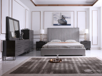 "VGVCBD20256-BED-EK" VIG Modrest Splendor - Silver + Grey Linen Upholstered King Platform Bed