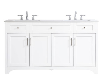 60 Inch Double Bathroom Vanity In White "VF17060DWH"