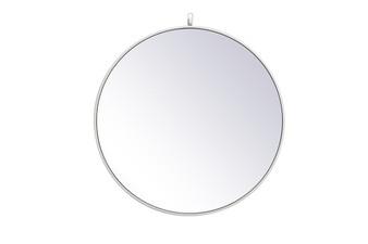 Metal Frame Round Mirror With Decorative Hook 24 Inch In White "MR4051WH"