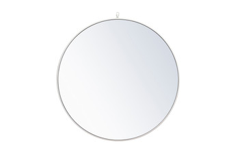 Metal Frame Round Mirror With Decorative Hook 36 Inch In White "MR4061WH"