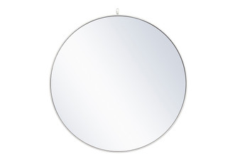 Metal Frame Round Mirror With Decorative Hook 42 Inch In White "MR4064WH"