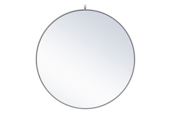 Metal Frame Round Mirror With Decorative Hook 42 Inch Grey "MR4064GR"