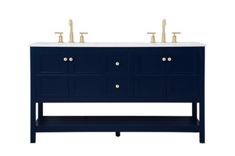 60 Inch Single Bathroom Vanity In Blue "VF16460DBL"