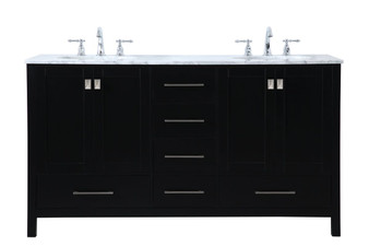 60 Inch Double Bathroom Vanity In Black "VF18960DBK"